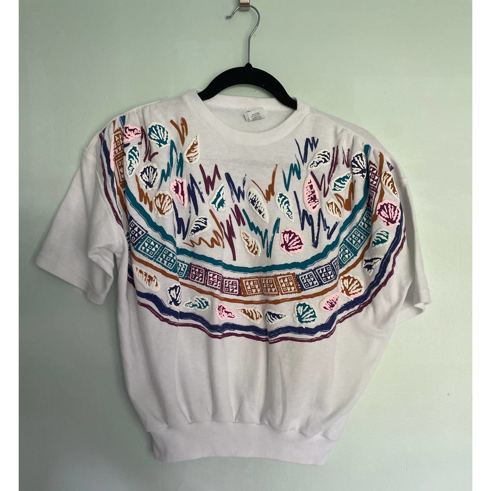 Vintage LAPS Petites White Cropped Sweatshirt Size S/M?